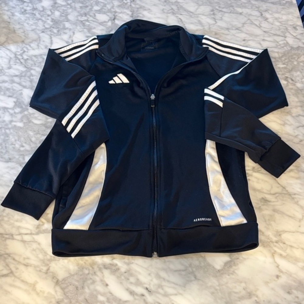 Adidas black tiro Track Jacket with White Stripes
